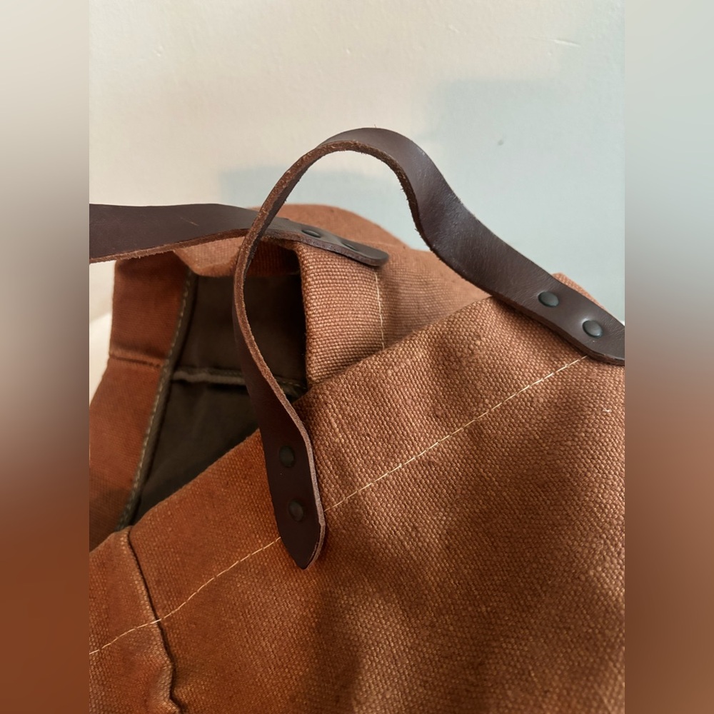 Tampico made in France cotton burlap leather tote bag - Picture 14 of 16